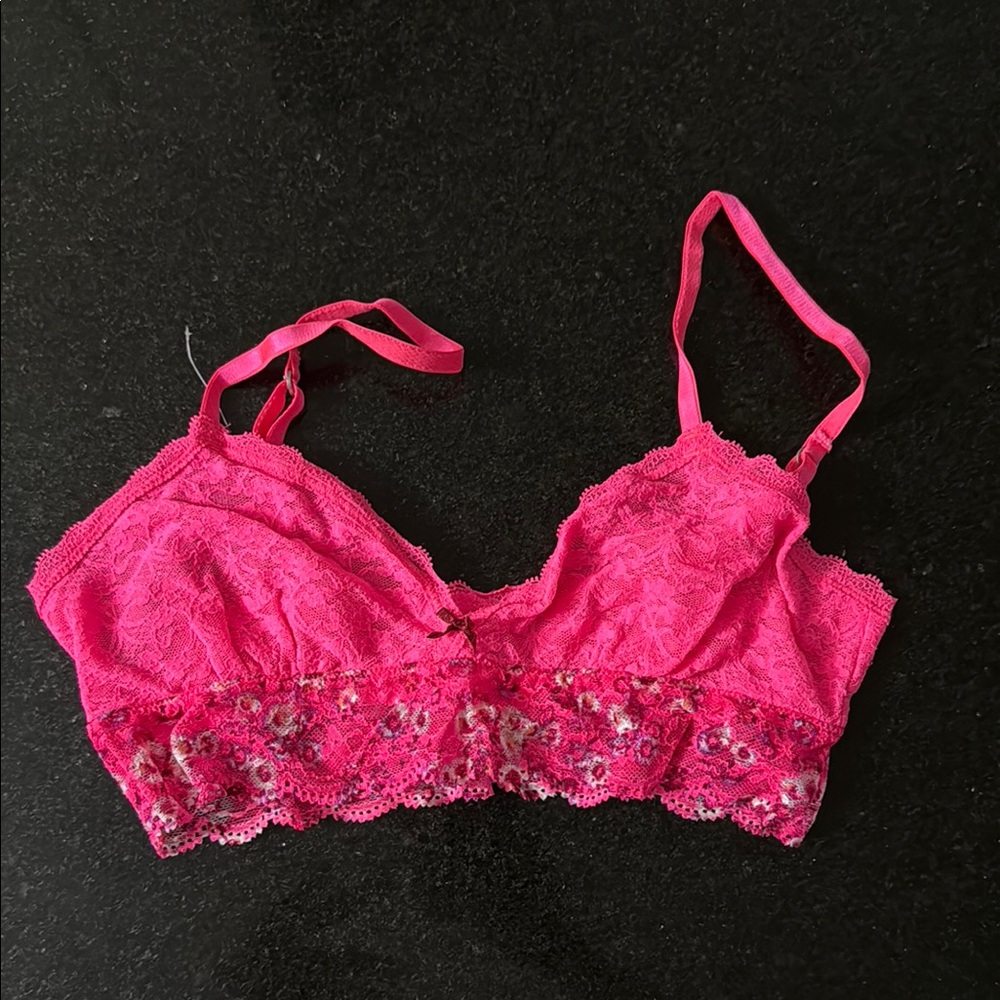 Aerie Pink Lace Bralette with Scalloped Edge